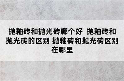 抛釉砖和抛光砖哪个好  抛釉砖和抛光砖的区别 抛釉砖和抛光砖区别在哪里